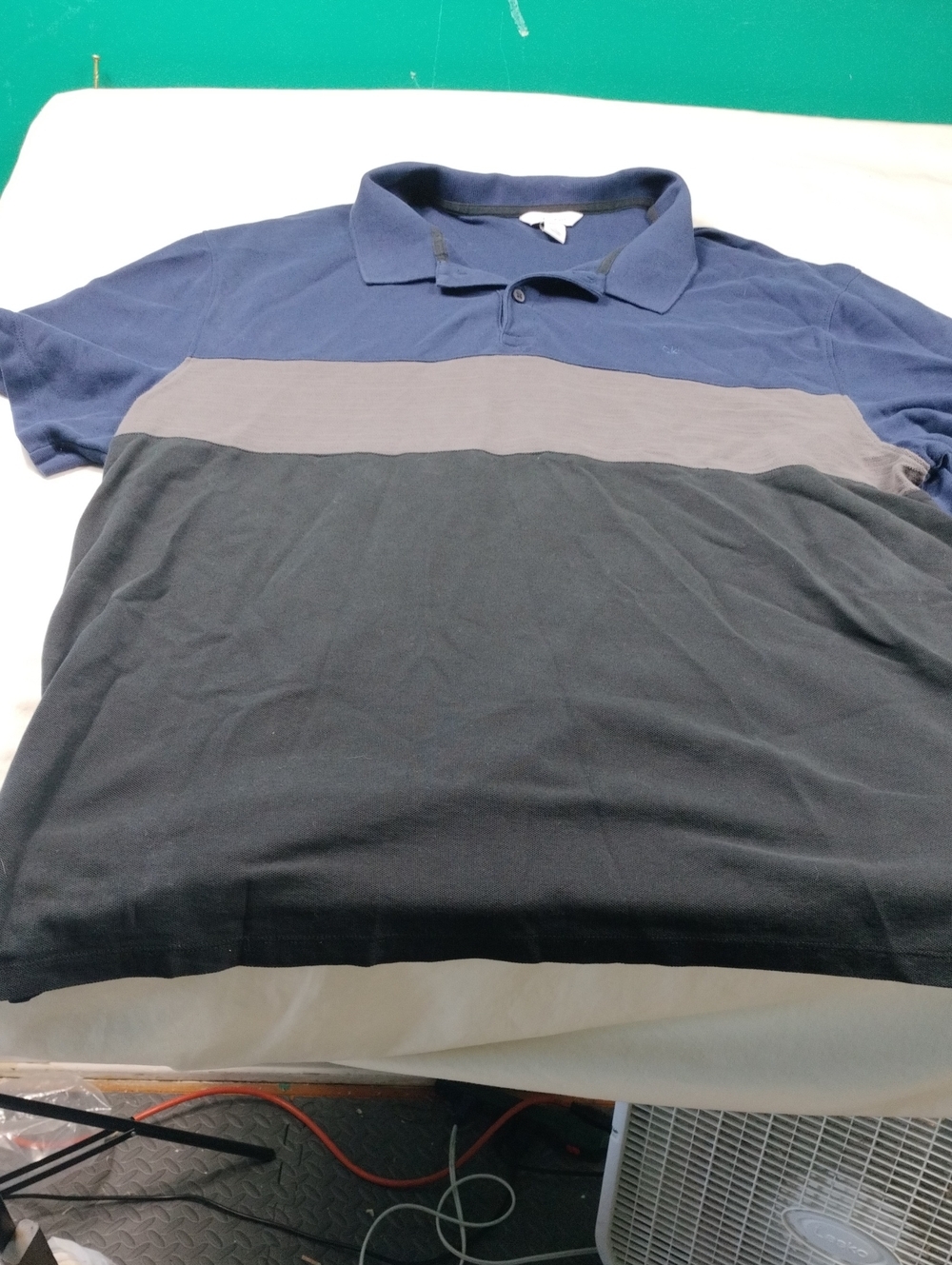 Calvin Klein Colorblock Polo in Navy, Gray & Black Size 2X. #33